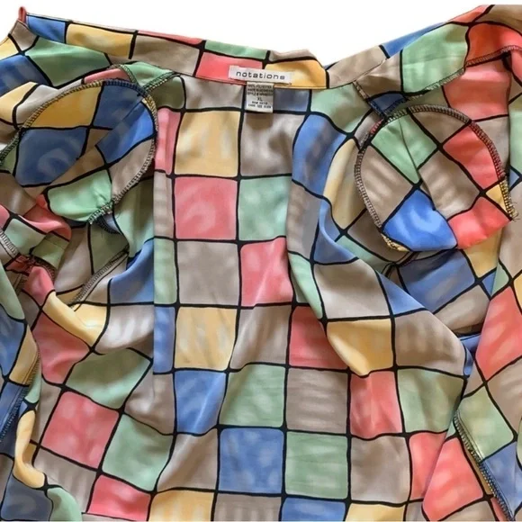 NOTATIONS XL Multicolored Women’s short sleeve blouse shirt - Picture 9 of 14